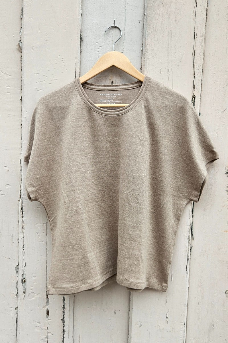 T-shirt i lin och bomullstrikå