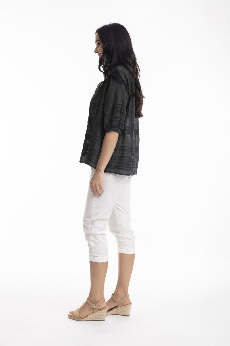 Blus i bomullsvoile