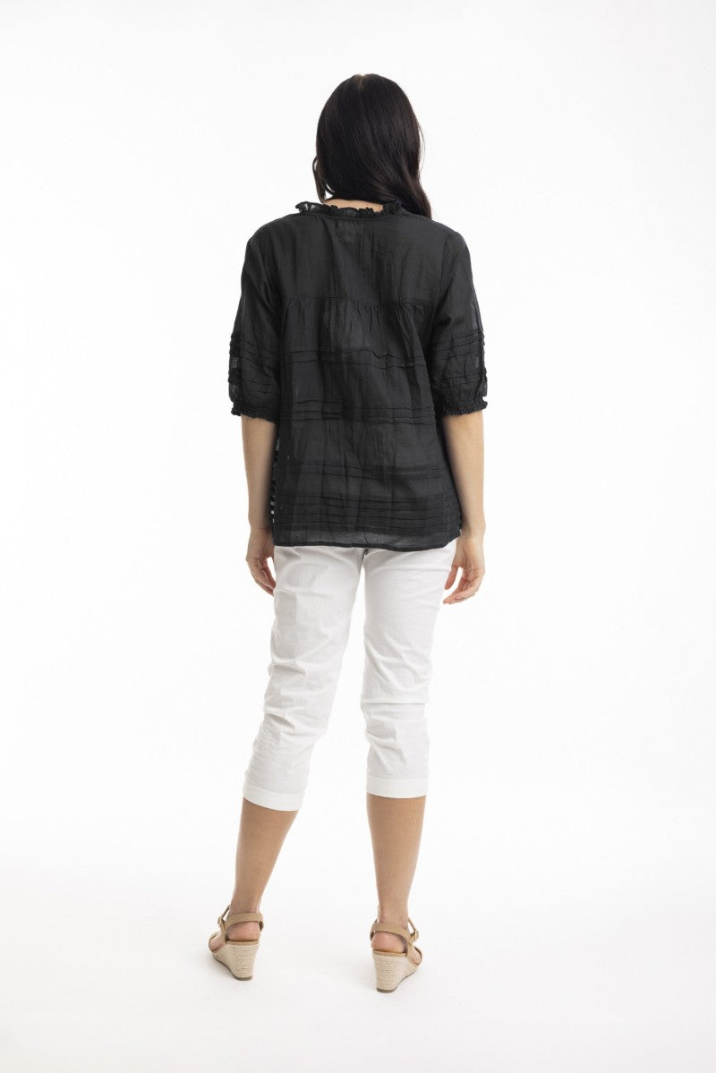 Blus i bomullsvoile