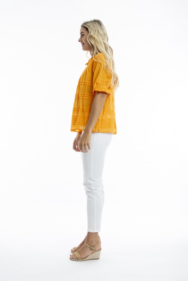 Blus i bomullsvoile