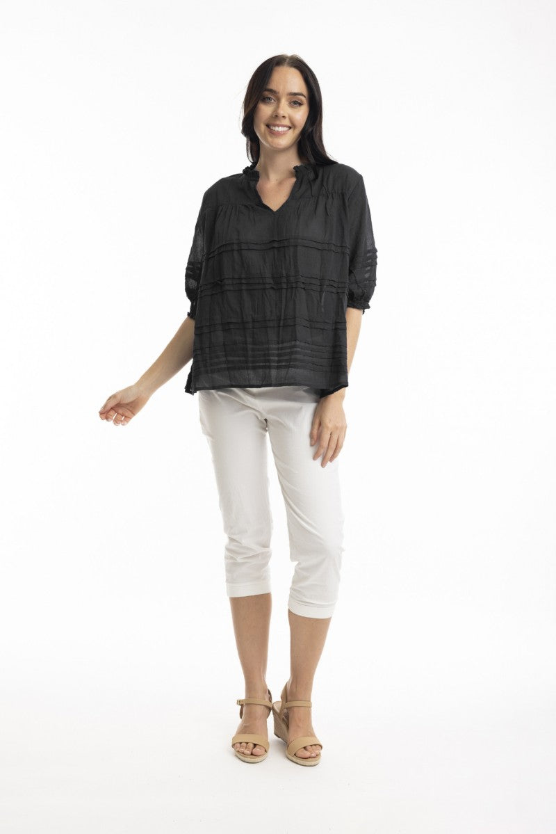 Blus i bomullsvoile