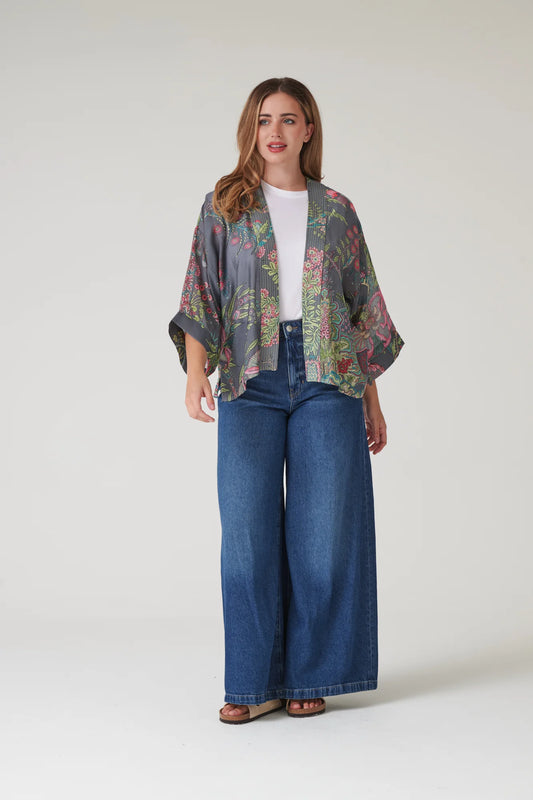Kort kimono Boho Garden Grey