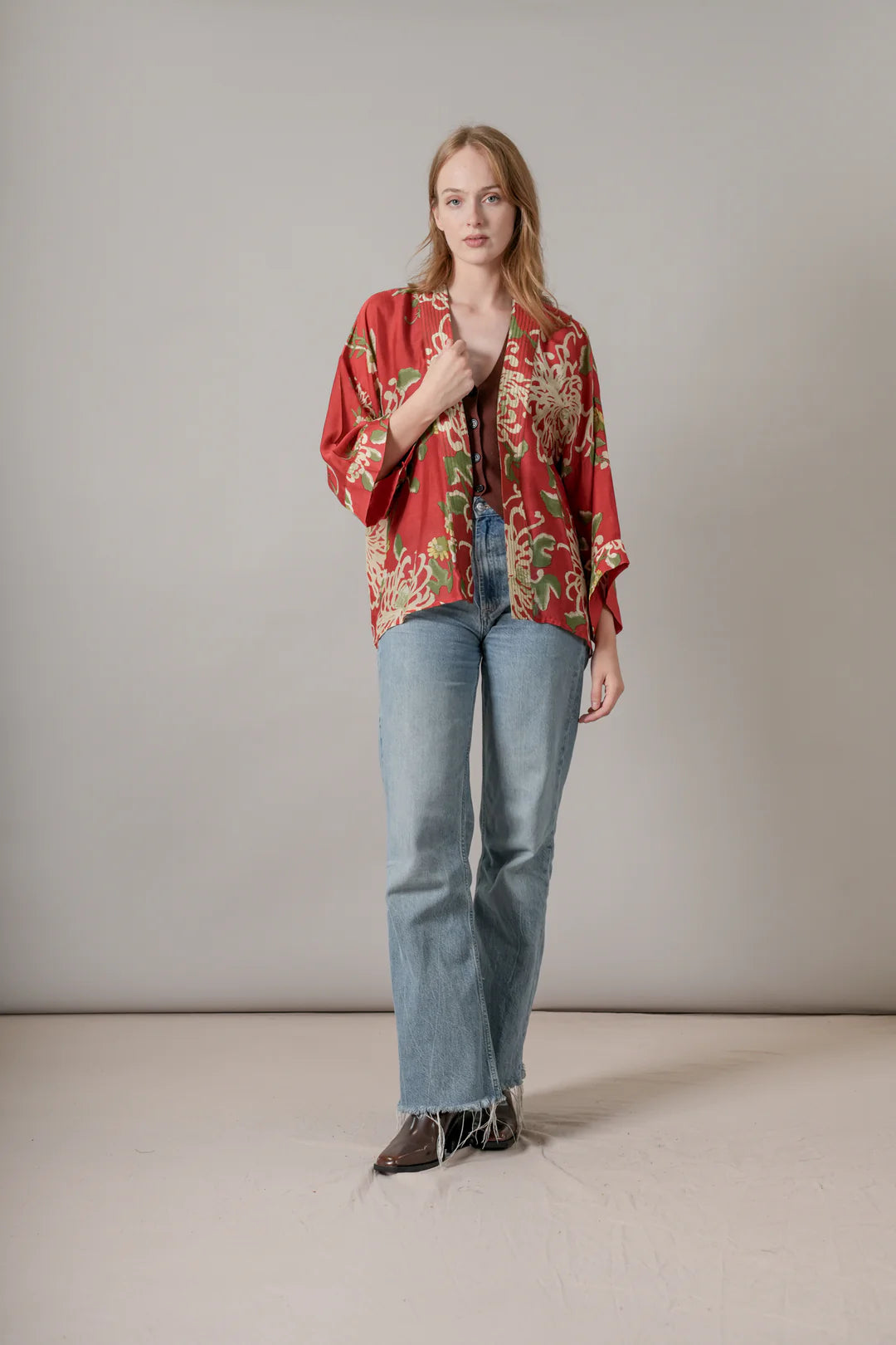 Kort kimono - One hundred stars - Röd - One - onekimcrysred - One
