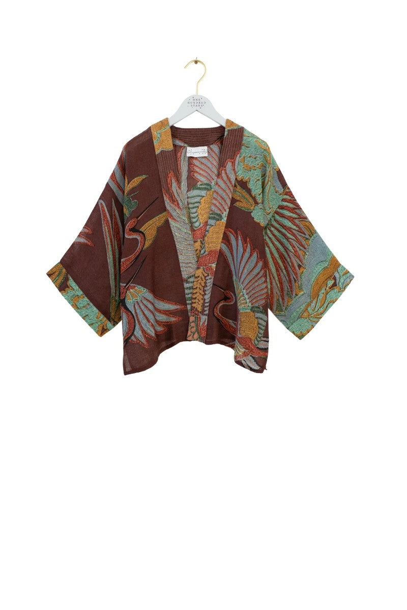 Kort kimono Wool Crane Brown - One hundred stars