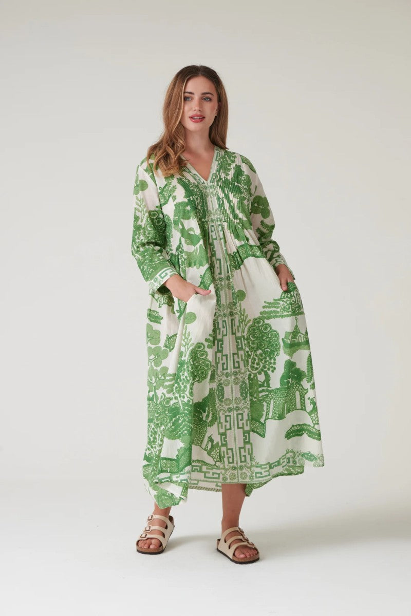 Pleat dress Giant Willow Green