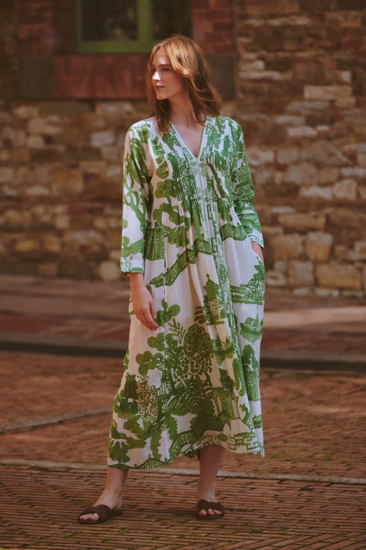 Pleat dress Giant Willow Green