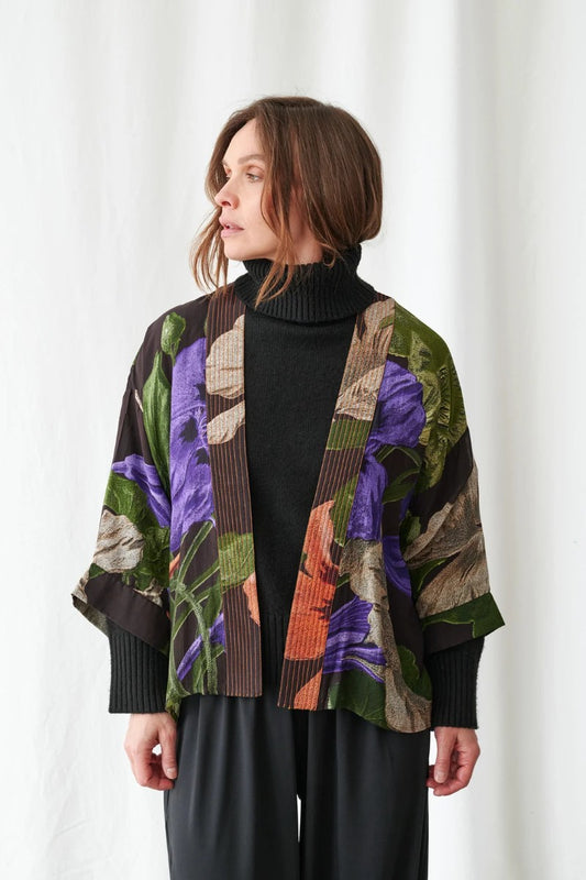 Kort kimono Nasturtium Black - One hundred stars