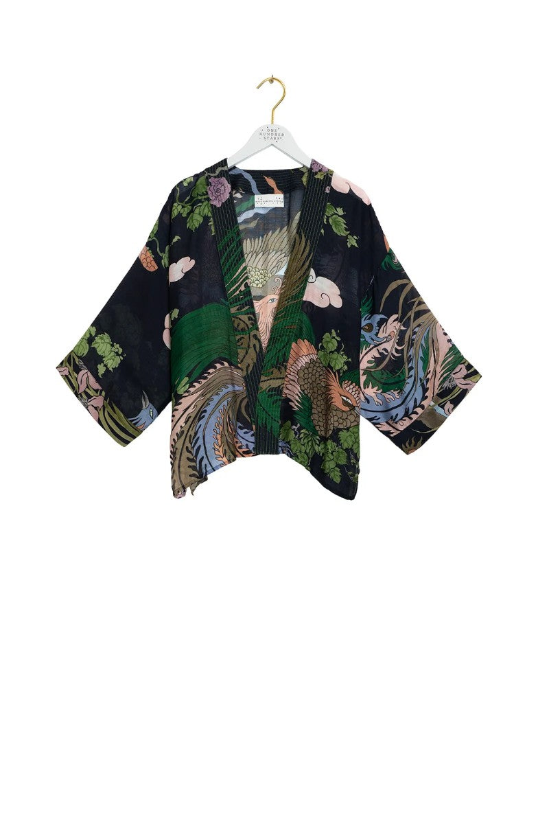 Kort kimono Phoenix Black - One hundred stars