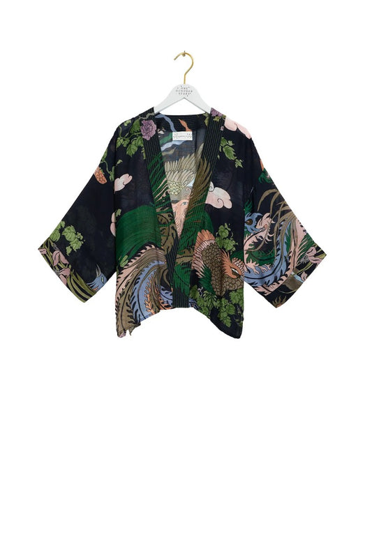 Kort kimono Phoenix Black - One hundred stars