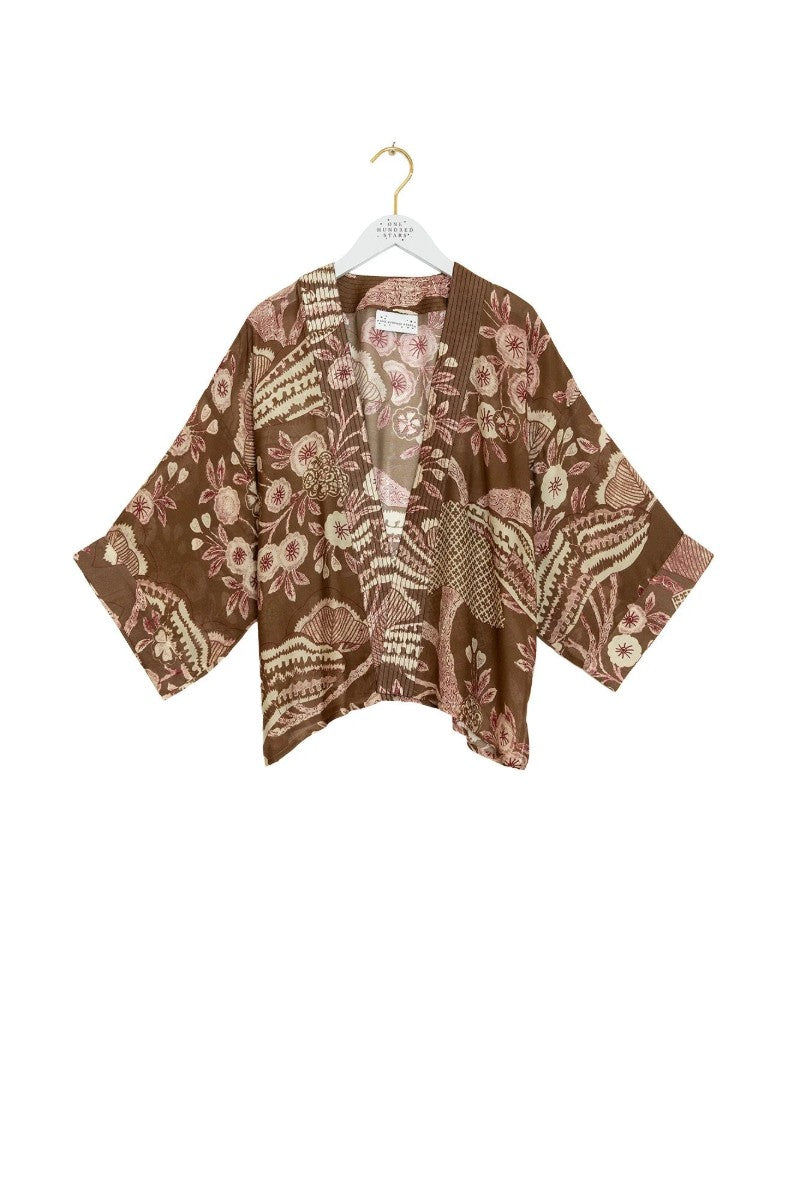 Kort kimono Rosa Brown