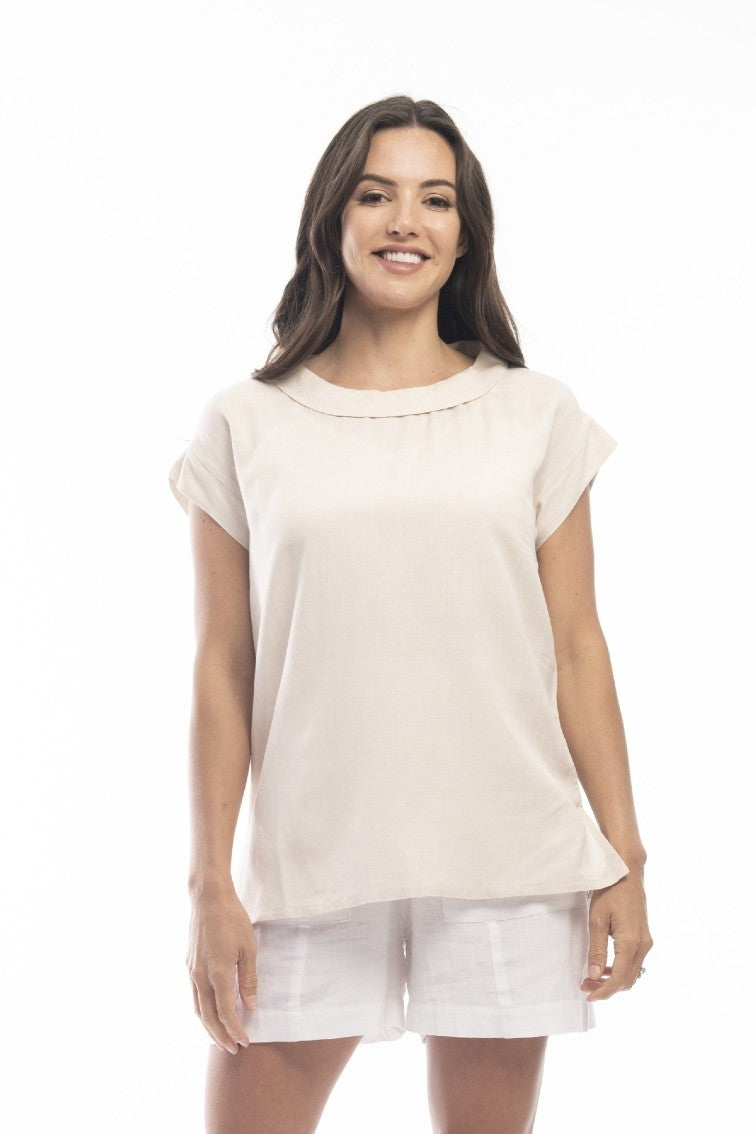 Essentials top folded neck