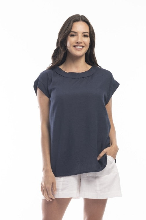 Essentials top folded neck