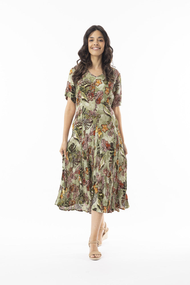 Klänning Lima olive short sleeve