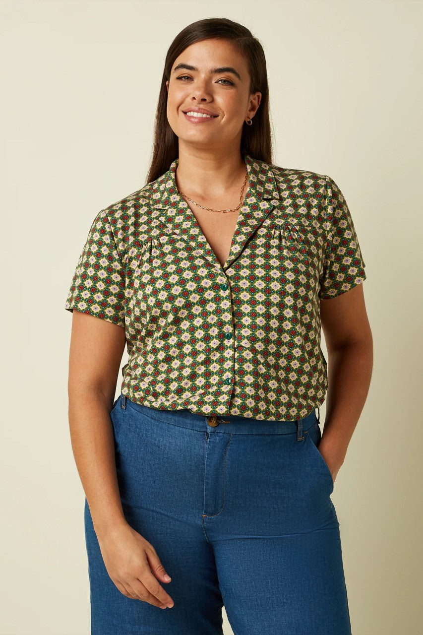 Tex Blouse Jade - King Louie - Flerfärgad - XS - KLtexblousejade - grön - XS
