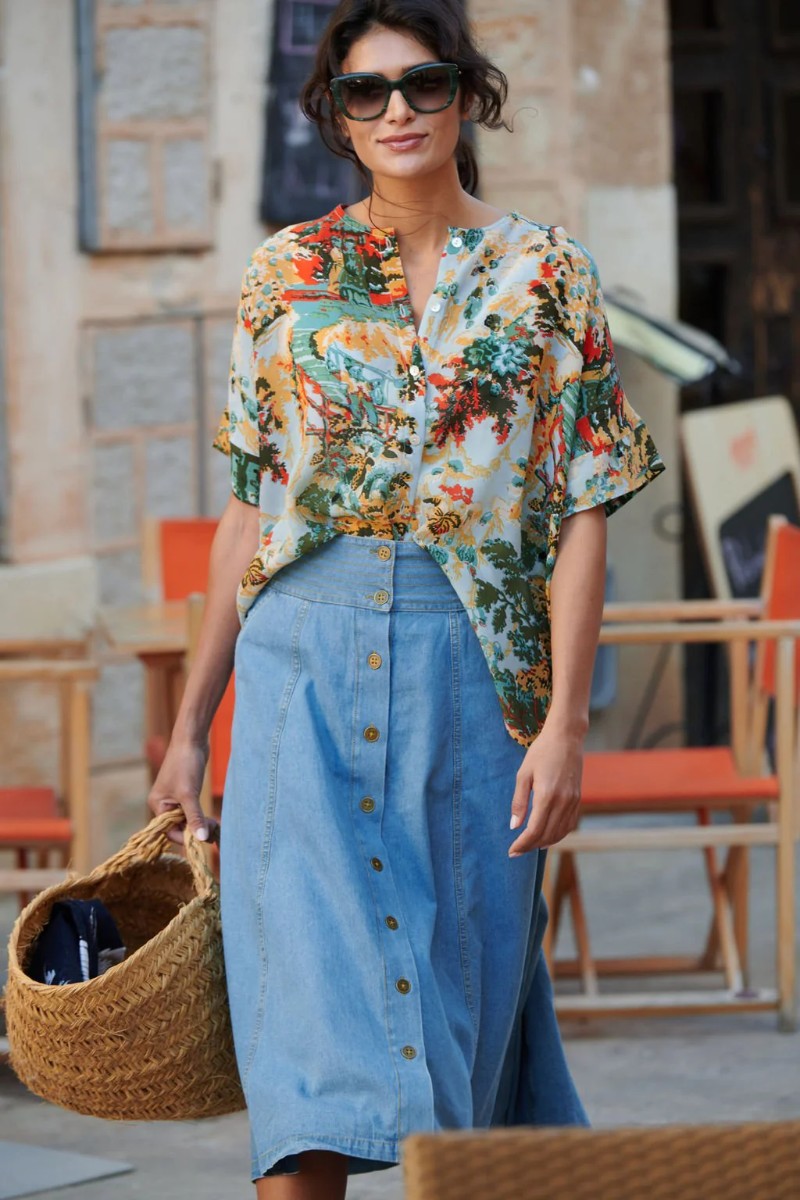 Tea blouse - One hundred stars - Flerfärgad - S/M - Oneteablousechinatree - S/M