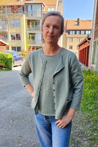 Bomullskofta Katrin - Mansted - Grön - XS - Mankatrin - khaki - XS