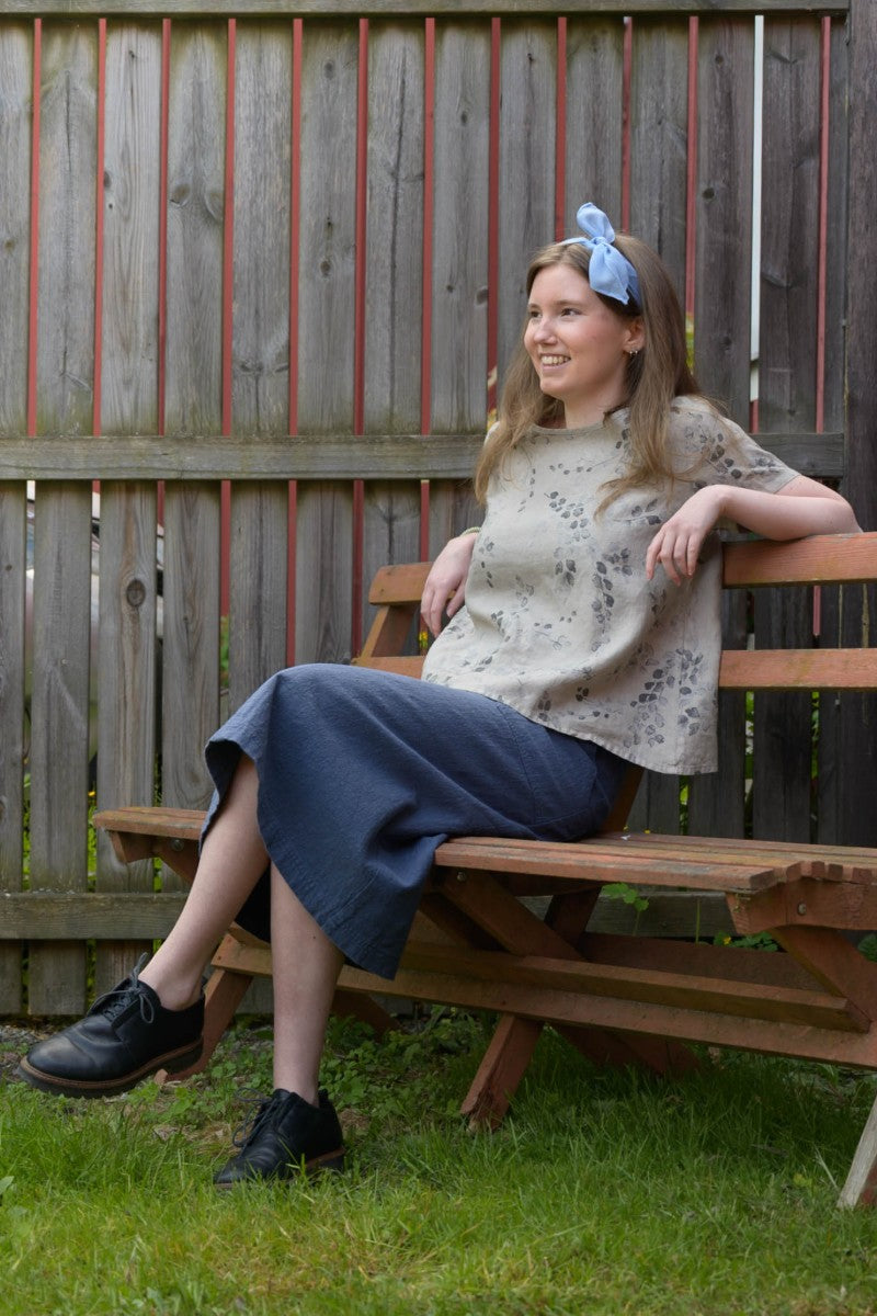 Linneblus med print