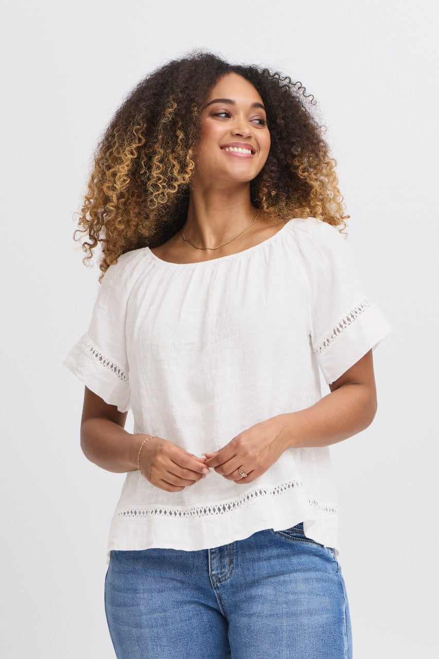 Linblus Fontanell - Sorbet - Vitt - S - SBfontanellblus - vit - S