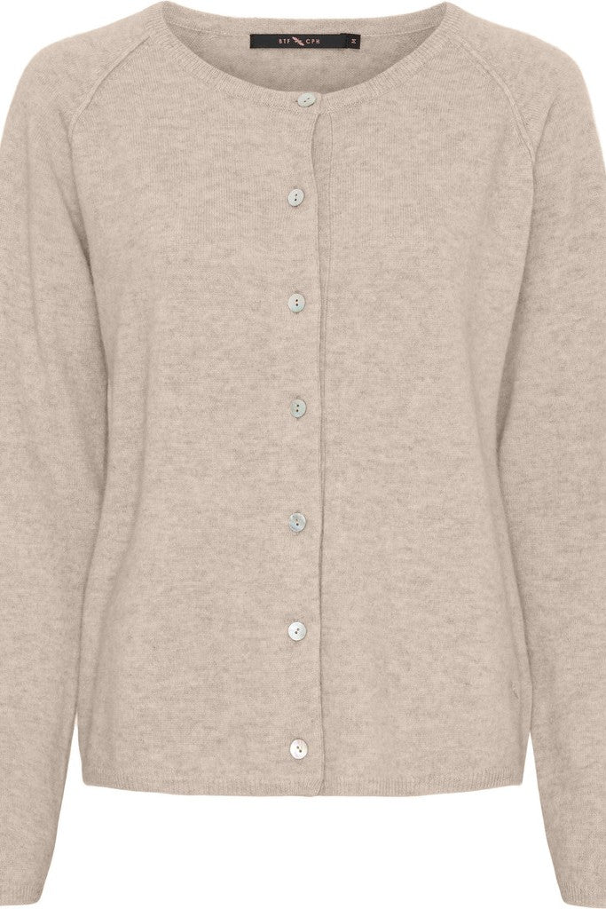 Cashmerecardigan Sand Melange - BTF Copenhagen - Beige - XS - BTF50067 - sandmelange - XS
