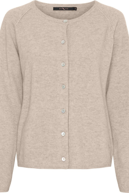 Cashmerecardigan Sand Melange - BTF Copenhagen - Beige - XS - BTF50067 - sandmelange - XS