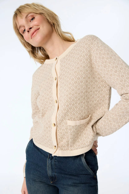 Cardigan Fella - Himalaya - Flerfärgad - XS - Himcardiganfella - beige - XS