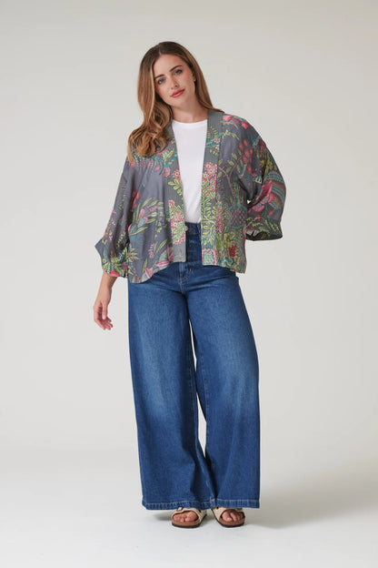 Kort kimono Boho Garden Grey
