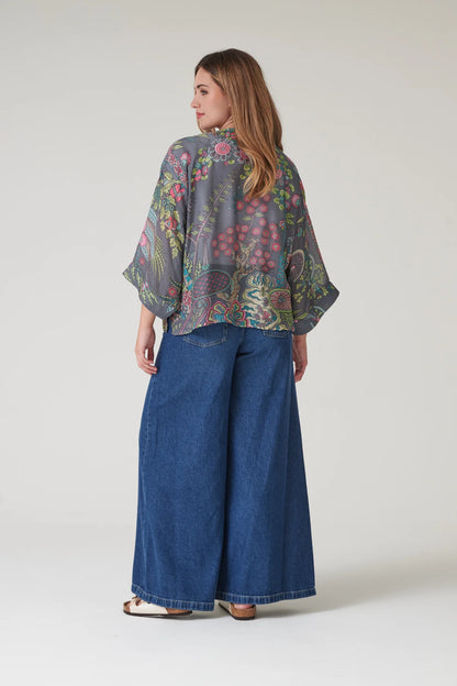 Kort kimono Boho Garden Grey