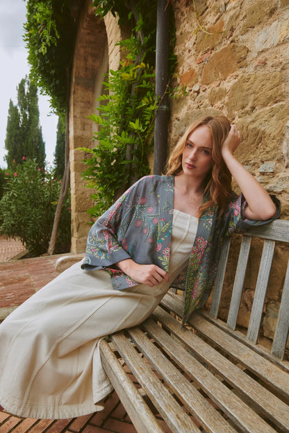 Kort kimono Boho Garden Grey