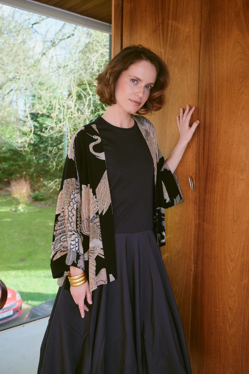 Kort kimono Crane Black