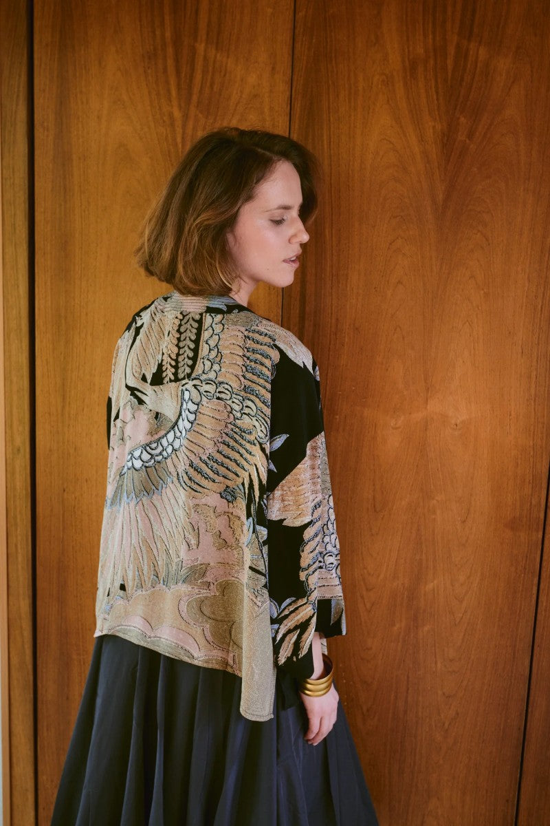 Kort kimono Crane Black