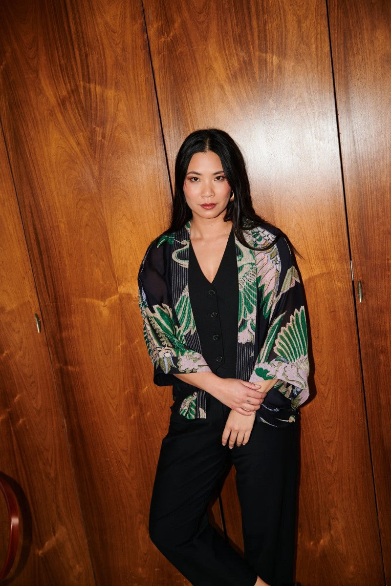 Kort kimono - One hundred stars - Mönstrad - One - onekimcraneemerald - One
