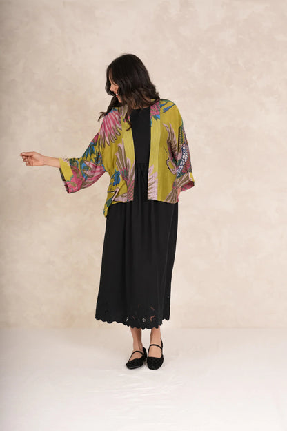 Kort kimono Crane Olive