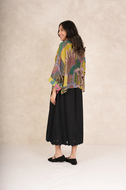 Kort kimono Crane Olive