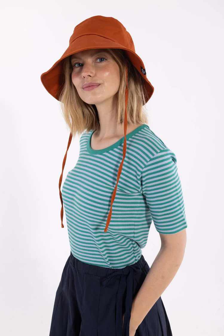 T - shirt Ribbing Role - Danefae - Flerfärgad - XS - Daneroletshirt - turkosrand - XS