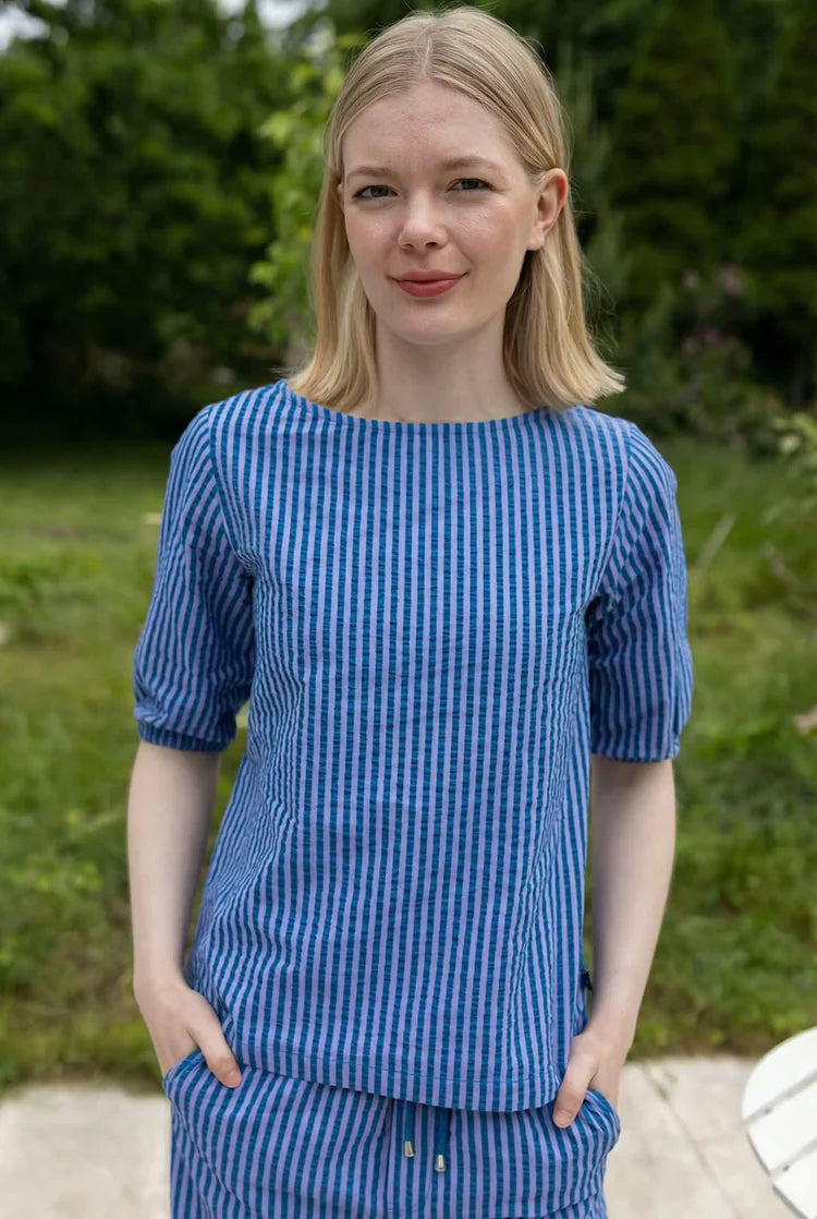 Blus Cremant med ränder - Danefae - Blå - XS - Danecremant - blårand - XS