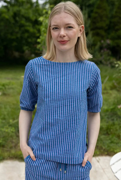 Blus Cremant med ränder - Danefae - Blå - XS - Danecremant - blårand - XS