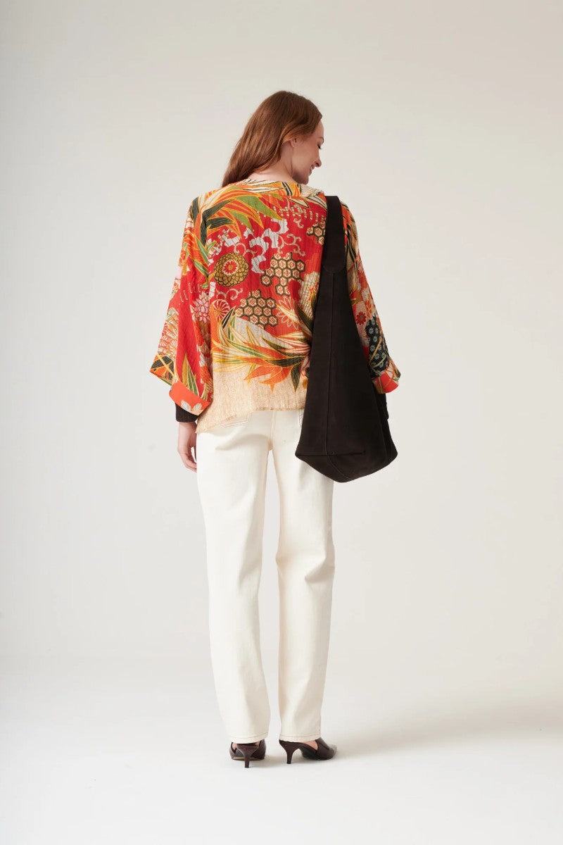 Kort kimono Fans Scarlet