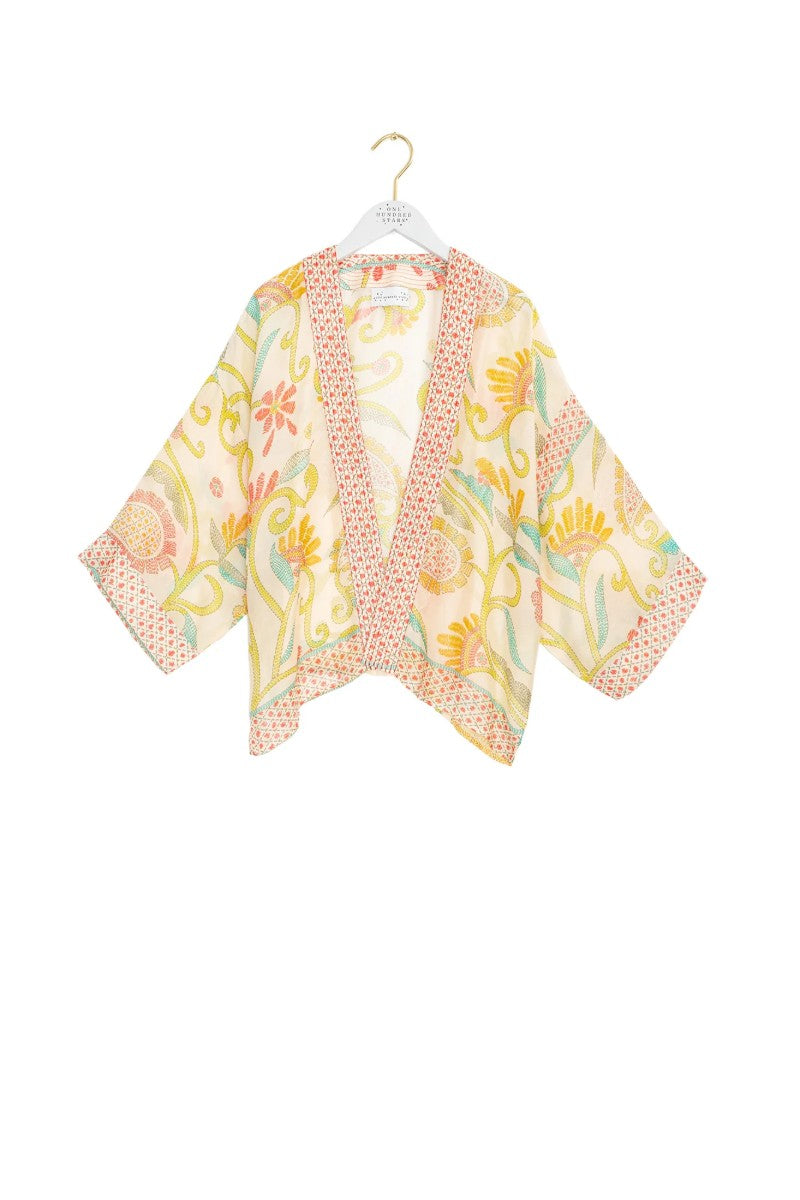 Kort kimono Giant Kantha Lime