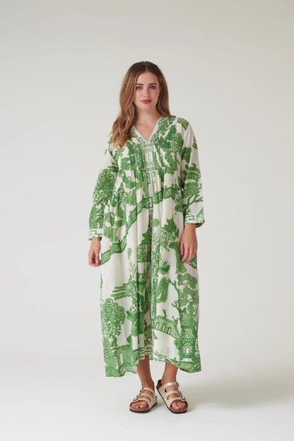 Pleat dress Giant Willow Green