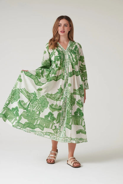 Pleat dress Giant Willow Green