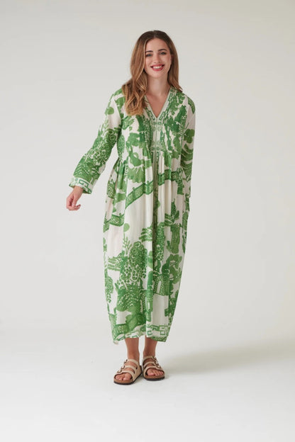Pleat dress Giant Willow Green