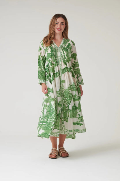 Pleat dress Giant Willow Green