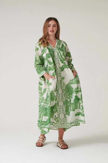 Pleat dress Giant Willow Green