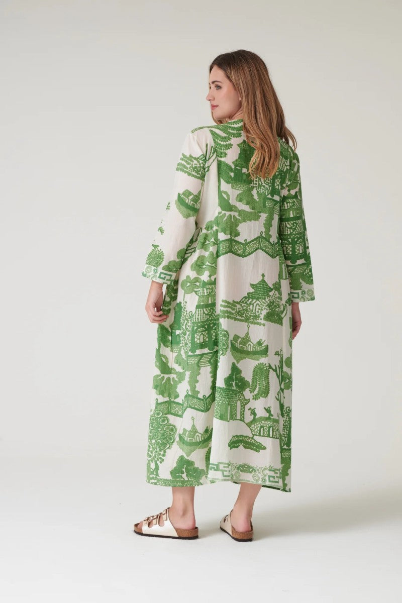 Pleat dress Giant Willow Green