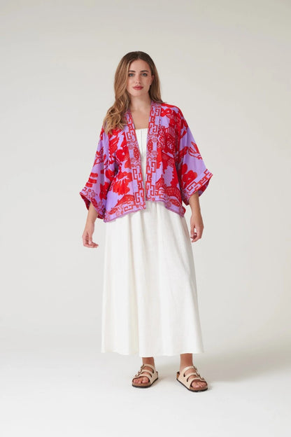 Kort kimono Giant Willow Vio - One hundred stars