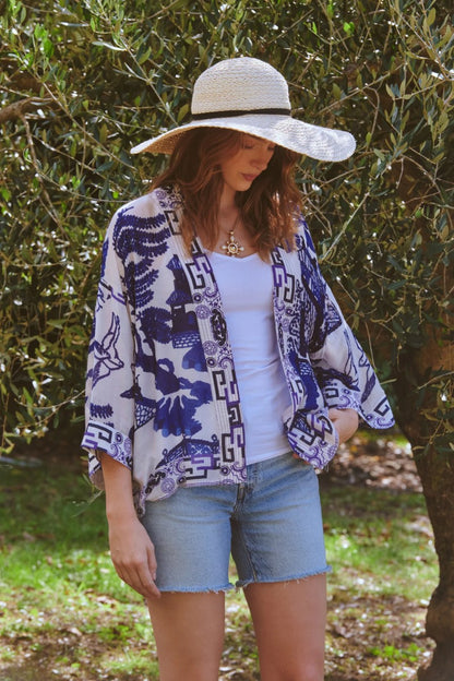 Kort kimono Giant Willow Blue