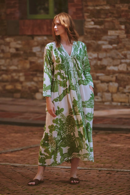 Pleat dress Giant Willow Green