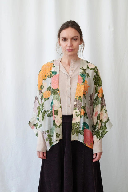 Kort kimono Jaquard Putty