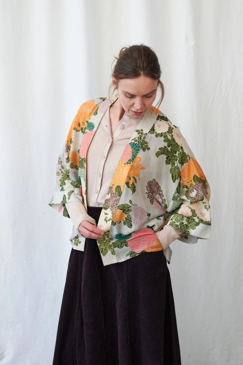 Kort kimono Jaquard Putty
