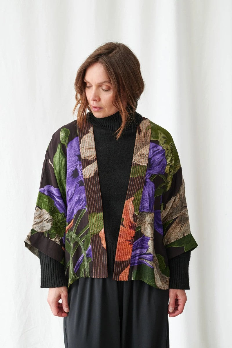 Kort kimono Nasturtium Black